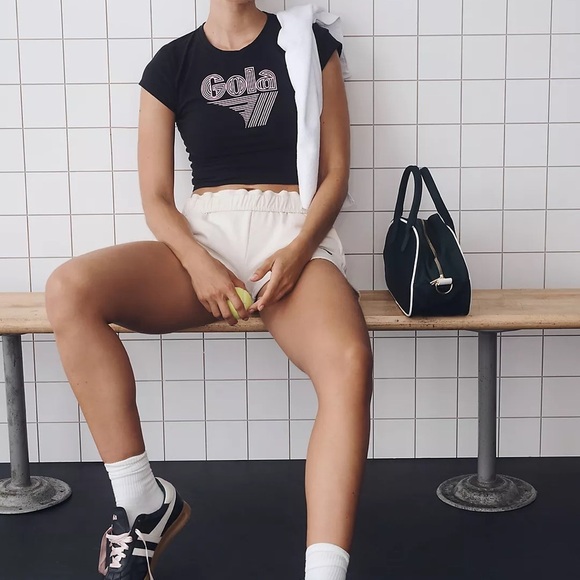 NEW Gola X Anthropologie Black Crop Top Baby Tee - Picture 3 of 5